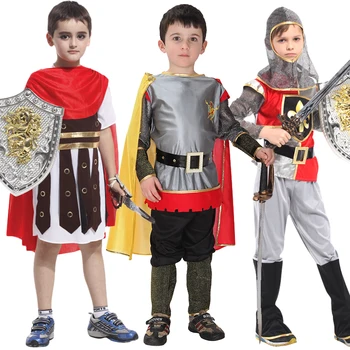 Dziecięce kostiumy Cosplay na Halloween, Rzymski Wojownik, Załączony Płaszcz, Występujący Spartański Wojownik, Carnival sukienka Bez Broni