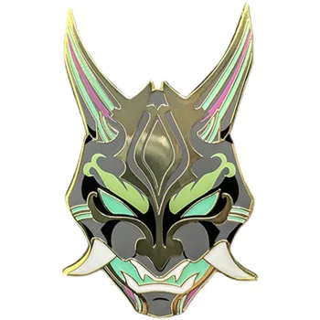 Gra Genshin Impact Akcesoria Do Cosplay Maska Umiłowani Kolegów Yasha Wujek Świecące Metalowe Szpilki Z Лацканами Anime Broszka Ikony Pary Chłopak Biżuteria Prezenty