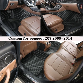Samochodowy Mata Podłogi Peugeot 207 2009 2010 2011 2012 2014 Dywany Panel Ochronna Premium Niestandardowe Akcesoria Skórzane Dla Stóp Dywan