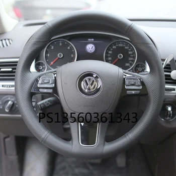 Uszyta ręcznie pokrywa kierownicy, nadaje się do Volkswagen VW Magotan T-Cross Golf Sagitar Bora T-ROC Jetta Passat skórzana gałka